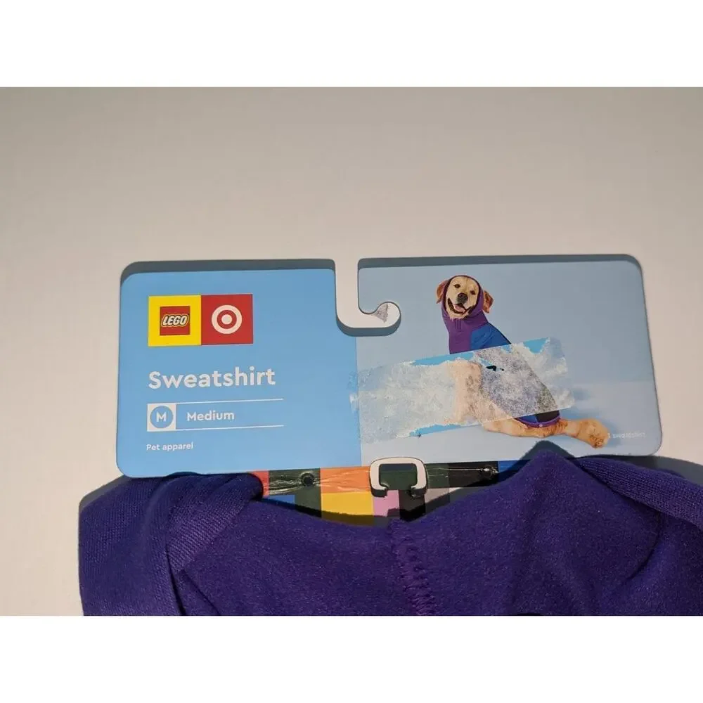 Lego Dog Hoodie Sweatshirt Medium Color Block NEW - 0922T24